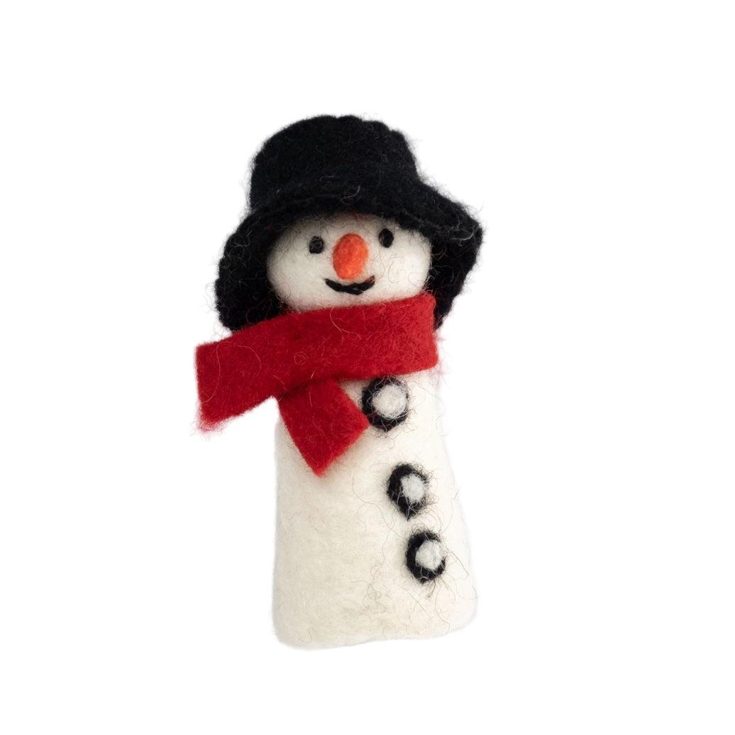 Christmas Felted Wool Finger Puppets from The Winding Road - Snowman